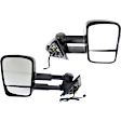 Driver and Passenger Side Towing Mirror, Power Adjust, Heated, Manual Folding, Textured Black, No Signal Light, No Memory, No Puddle Light, No Auto-Dim, With Blind Spot Glass