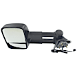 Driver and Passenger Side Towing Mirror, Power Adjust, Heated, Manual Folding, Textured Black, No Signal Light, No Memory, No Puddle Light, No Auto-Dim, With Blind Spot Glass