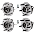 Front and Rear, Driver and Passenger Side Wheel Hub, 5 Lugs, With Bearing, With Sensor, FWD, 3.1L, 6Cyl