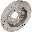 Rear Brake Discs, Cross-Drilled and Slotted, Solid, 5 Lugs, 330mm Front Disc