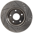 2017 Dodge Grand Caravan - Rear Brake Disc, Natural Finish, Cross-drilled and Slotted, Solid, 5 Lugs, 327.91 mm, Dual Piston Front Cal., 3.6L 6Cyl