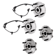4-Wheel Set Front and Rear, Driver and Passenger Side Wheel Hub, 5 Lugs, With Bearing, With Sensor, FWD
