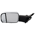 Driver and Passenger Side Towing Mirror, Power Adjust, Heated, Manual Folding, Chrome, In-housing Signal Light, With Memory, With Puddle Light, No Auto-Dim, With Blind Spot Detection in Glass