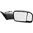 Driver and Passenger Side Towing Mirror, Power Adjust, Heated, Manual Folding, Textured Black, In-housing Signal Light, No Memory, With Puddle Light, No Auto-Dim, With Blind Spot Glass