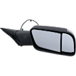 Driver and Passenger Side Towing Mirror, Power Adjust, Heated, Power Folding, Textured Black, In-housing Signal Light, No Memory, With Puddle Light, No Auto-Dim, With Blind Spot Glass