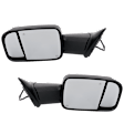 Driver and Passenger Side Towing Mirror, Power Adjust, Heated, Power Folding, Textured Black, In-housing Signal Light, No Memory, With Puddle Light, No Auto-Dim, With Blind Spot Detection in Glass