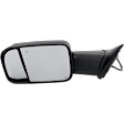 Driver and Passenger Side Towing Mirror, Power Adjust, Heated, Power Folding, Textured Black, In-housing Signal Light, No Memory, With Puddle Light, No Auto-Dim, With Blind Spot Detection in Glass