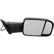 Driver and Passenger Side Towing Mirror, Power Adjust, Heated, Power Folding, Textured Black, In-housing Signal Light, No Memory, With Puddle Light, No Auto-Dim, With Blind Spot Detection in Glass