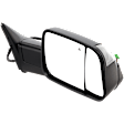 Driver and Passenger Side Towing Mirror, Power Adjust, Heated, Power Folding, Textured Black, In-housing Signal Light, With Memory, With Puddle Light, No Auto-Dim, With Blind Spot Light in Glass