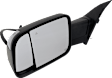 Driver and Passenger Side Towing Mirror, Power Adjust, Heated, Manual Folding, Textured Black, In-housing Signal Light, No Memory, With Puddle Light, No Auto-Dim, With Blind Spot Detection in Glass