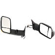 Driver and Passenger Side Towing Mirror, Power Adjust, Heated, Manual Folding, Textured Black, In-housing Signal Light, No Memory, With Puddle Light, No Auto-Dim, No Blind Spot Feature