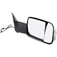 Driver and Passenger Side Towing Mirror, Power Adjust, Heated, Manual Folding, Textured Black, In-housing Signal Light, With Blind Spot Glass, Without Outside Air Temperature Sensor