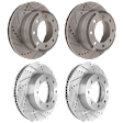 Front and Rear Brake Disc, 4-Wheel Set, Cross-drilled and Slotted, Vented, 4WD