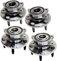 Front and Rear, Driver and Passenger Side Wheel Hub, 5 Lugs, With Bearing, FWD