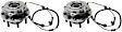 2-Wheel Set Front, Driver and Passenger Side Wheel Hubs, With Bearing, With Sensor, 4WD, For Models with Single Rear Wheels