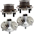 4-Wheel Set Front and Rear, Driver and Passenger Side Wheel Hubs, 5 Lugs, With Bearings, FWD