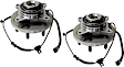 2-Wheel Set Front, Driver and Passenger Side Wheel Hubs, 6 Lugs, with Bearing, with Sensor, 4WD