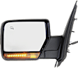 Driver and Passenger Side Mirror, Power Adjust, Heated, Manual Folding, Textured Black, In-housing Signal Light, With Memory, With Puddle Light, No Auto-Dim, No Blind Spot Feature