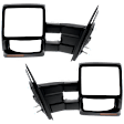 Driver and Passenger Side Towing Mirror, Power Adjust, Heated, Manual Folding, Textured Black, In-housing Signal Light, No Memory, With Puddle Light, No Auto-Dim, No Blind Spot Feature