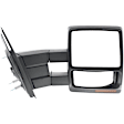 Driver and Passenger Side Towing Mirror, Power Adjust, Heated, Manual Folding, Textured Black, In-housing Signal Light, No Memory, With Puddle Light, No Auto-Dim, No Blind Spot Feature