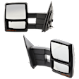 Driver and Passenger Side Towing Mirror, Power Adjust, Heated, Manual Folding, Paintable, In-housing Signal Light, With Memory, With Puddle Light, No Auto-Dim, With Blind Spot Glass
