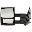 Driver and Passenger Side Towing Mirror, Power Adjust, Heated, Manual Folding, Paintable, In-housing Signal Light, With Memory, With Puddle Light, No Auto-Dim, With Blind Spot Glass