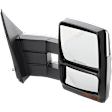 Driver and Passenger Side Towing Mirror, Power Adjust, Heated, Manual Folding, Paintable, In-housing Signal Light, With Memory, With Puddle Light, No Auto-Dim, With Blind Spot Glass