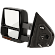 Driver and Passenger Side Towing Mirror, Power Adjust, Heated, Manual Folding, Paintable, In-housing Signal Light, With Memory, With Puddle Light, No Auto-Dim, With Blind Spot Glass