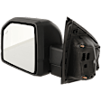 Driver and Passenger Side Mirror, Power Adjust, Heated, Manual Folding, Textured Black, In-housing Signal Light, No Memory, With Puddle Light, No Auto-Dim, With Blind Spot Detection in Glass