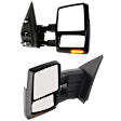 Driver and Passenger Side Towing Mirror, Power Adjust, Heated, Manual Folding, Chrome, In-housing Signal Light, With Memory, With Puddle Light, No Auto-Dim, With Blind Spot Glass
