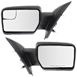 2013 Ford F-150 - Driver and Passenger Side Mirror, Power Adjust, Non-Heated, Textured Black, Manual Folding, No Signal Light, Driver Side - With Blind Spot Detection in Glass; Passenger Side - No Blind Spot Feature, No Memory, No Puddle Light, No Auto-D