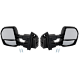 Driver and Passenger Side, Towing Mirrors, Upper - Power Adjust , Lower - Manual Adjust, Heated, Manual Folding, Textured Black, In-housing Signal Light, No Puddle Light, No Blind Spot Feature
