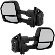 Driver and Passenger Side Towing Mirror, Upper - Power Adjust, Lower - Manual Adjust, Heated, Manual Folding, Textured Black, In-housing Signal Light, No Memory, No Puddle Light, No Auto-Dim