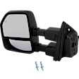 Driver and Passenger Side Towing Mirror, Upper - Power Adjust, Lower - Manual Adjust, Heated, Power Folding, Paintable, In-housing Signal Light, No Memory, With Puddle Light, No Auto-Dim