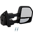 Driver and Passenger Side Towing Mirror, Upper - Power Adjust, Lower - Manual Adjust, Heated, Power Folding, Paintable, In-housing Signal Light, No Memory, With Puddle Light, No Auto-Dim