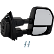 Driver and Passenger Side Towing Mirror, Upper - Power Adjust, Lower - Manual Adjust, Heated, Power Folding, Paintable, In-housing Signal Light, No Memory, With Puddle Light, No Auto-Dim