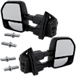 Driver and Passenger Side, Towing Mirrors, Upper - Power Adjust , Lower - Manual Adjust, Heated, Manual Folding, Textured Black, In-housing Signal Light, No Puddle Light, No Blind Spot Feature