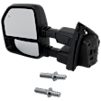 Driver and Passenger Side, Towing Mirrors, Upper - Power Adjust , Lower - Manual Adjust, Heated, Manual Folding, Textured Black, In-housing Signal Light, No Puddle Light, No Blind Spot Feature