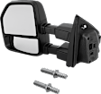 Driver and Passenger Side Towing Mirror, Manual Adjust, Non-Heated, Manual Folding, Textured Black, No Signal Light, Without Memory Recall, No Puddle Light, No Auto-Dimming, No Blind Spot Feature