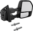 Driver and Passenger Side Towing Mirror, Manual Adjust, Non-Heated, Manual Folding, Textured Black, No Signal Light, Without Memory Recall, No Puddle Light, No Auto-Dimming, No Blind Spot Feature