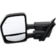 Driver and Passenger Side Towing Mirror, Power Adjust, Heated, Manual Folding, Textured Black, No Signal Light, No Memory, No Puddle Light, No Auto-Dim, With Blind Spot Detection in Glass
