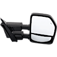 Driver and Passenger Side Towing Mirror, Power Adjust, Heated, Manual Folding, Textured Black, No Signal Light, No Memory, No Puddle Light, No Auto-Dim, With Blind Spot Detection in Glass