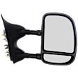 Driver and Passenger Side Towing Mirrors, Manual Adjust, Manual Folding, Non-Heated, Textured Black, No Signal Light, No Memory, No Puddle Light, No Auto-Dimming