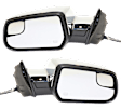 Driver and Passenger Side Mirror, Power Adjust, Heated, Manual Folding, Chrome, No Signal Light, With Memory, No Puddle Light, No Auto-Dim, With Blind Spot Glass