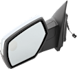 Driver and Passenger Side Mirror, Power Adjust, Heated, Manual Folding, Chrome, No Signal Light, No Memory, No Puddle Light, No Auto-Dim