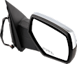 Driver and Passenger Side Mirror, Power Adjust, Heated, Manual Folding, Chrome, No Signal Light, No Memory, No Puddle Light, No Auto-Dim