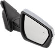 Driver and Passenger Side Mirrors, Power Adjust, Manual Folding, Heated, Chrome, In-housing Signal Light, No Memory, No Puddle Light, No Auto-Dimming, With Blind Spot Detection in Glass