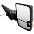 Driver and Passenger Side Towing Mirror, Power Adjust, Heated, Power Folding, Textured Black, In-glass Signal Light, With Memory, No Puddle Light, No Auto-Dim, No Blind Spot Feature