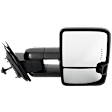 Driver and Passenger Side Towing Mirror, Power Adjust, Heated, Power Folding, Textured Black, In-glass Signal Light, With Memory, No Puddle Light, No Auto-Dim, No Blind Spot Feature