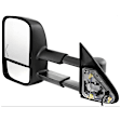 Driver and Passenger Side Towing Mirror, Power Adjust, Heated, Manual Folding, Textured Black, In-glass Signal Light, No Memory, No Puddle Light, No Auto-Dim, With Blind Spot Glass